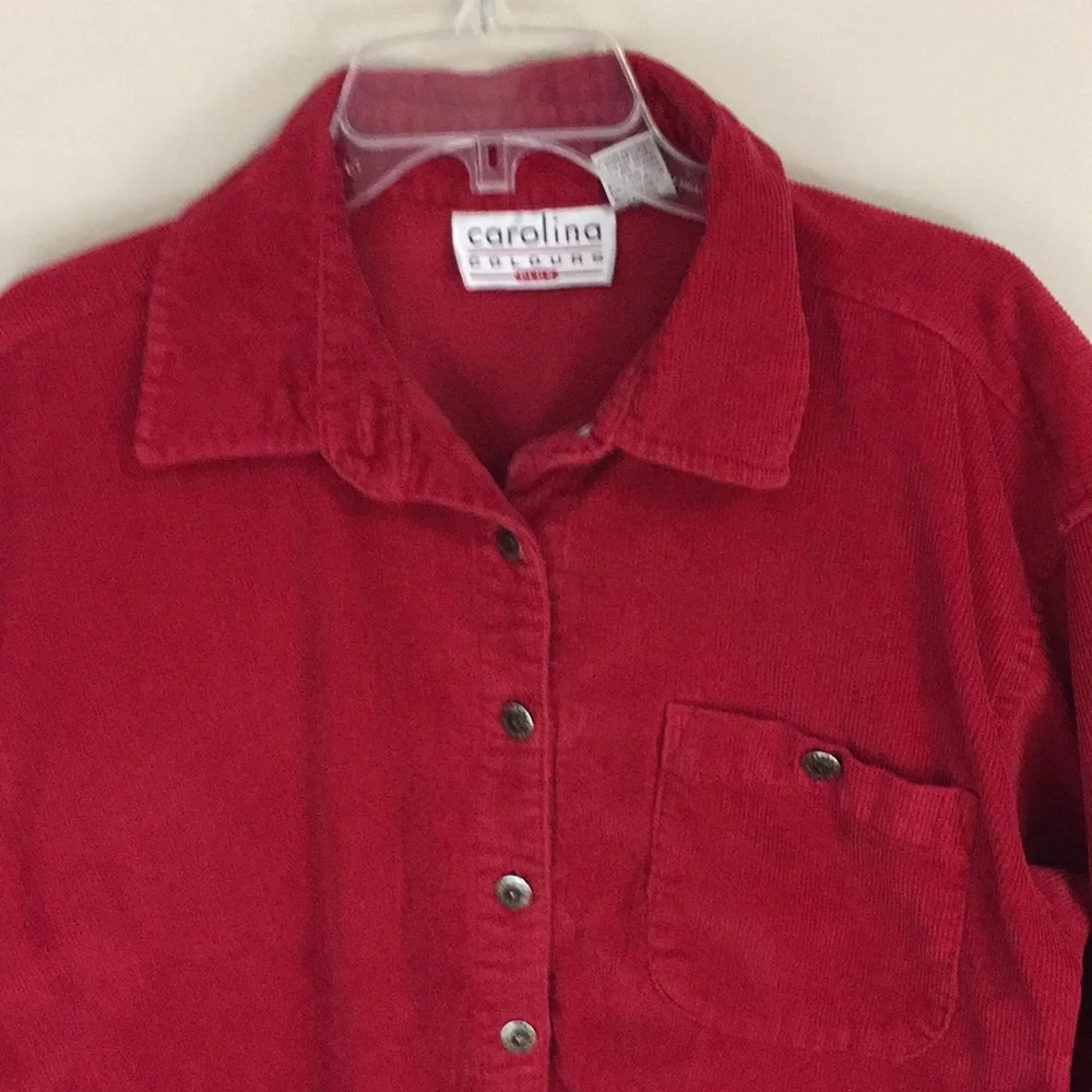 Carolina Colours Plus Red Corduroy Button Up Shirt Size 16